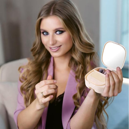 Makeup Mirror - Travel Makeup Mirror - Portable Makeup Mirror with Storage Box - Foldable Compact Mirror with Storage Box - Delicate Storage Box.