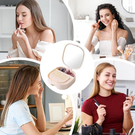 Makeup Mirror - Travel Makeup Mirror - Portable Makeup Mirror with Storage Box - Foldable Compact Mirror with Storage Box - Delicate Storage Box.