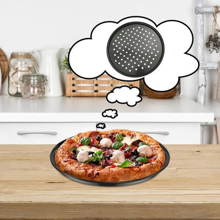 Pizza baking tins - 2 pieces - Non-stick baking tins made of stainless steel - Baking trays for home, kitchen, camping and barbecue - Round baking tins - 24 cm and 26 cm.