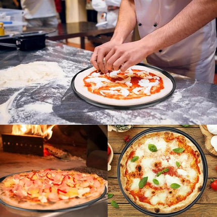 Pizza baking tins - 2 pieces - Non-stick baking tins made of stainless steel - Baking trays for home, kitchen, camping and barbecue - Round baking tins - 24 cm and 26 cm.