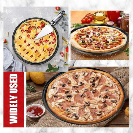 Pizza baking tins - 2 pieces - Non-stick baking tins made of stainless steel - Baking trays for home, kitchen, camping and barbecue - Round baking tins - 24 cm and 26 cm.
