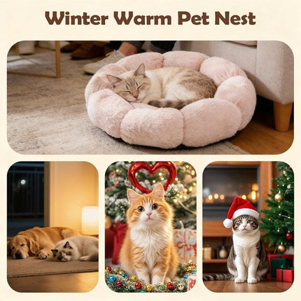 Cat basket - Warm basket for autumn/winter - Round cat basket - Dog mat - Dog basket - Cat basket for home - Pet basket - Pink - 50 cm.