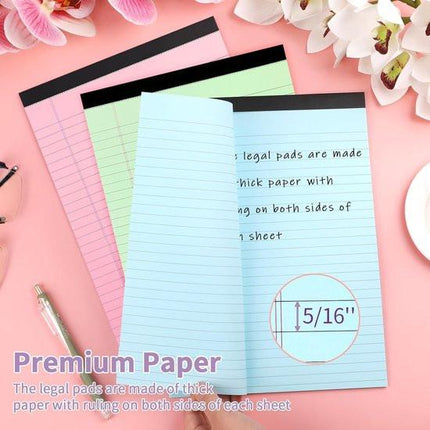 Coloured notepads, set of 3 writing pads 29.5 x 21.4 cm, with micro-perforation and sturdy back, broad lines, 50 sheets per pad, ideal for school, university, office and professional use (blue/pink/green).
