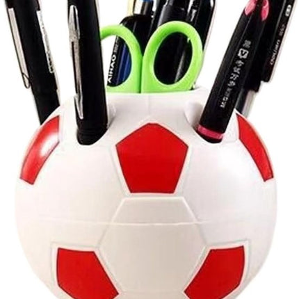 Multifunctional pen holder - football-shaped pen holder - student pen holder - plastic pen holder - storage box for toothpaste and toothbrush - red.