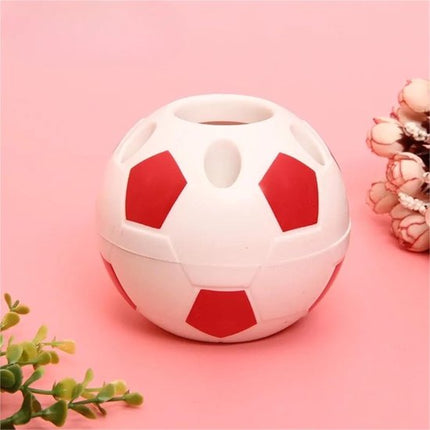 Multifunctional pen holder - football-shaped pen holder - student pen holder - plastic pen holder - storage box for toothpaste and toothbrush - red.