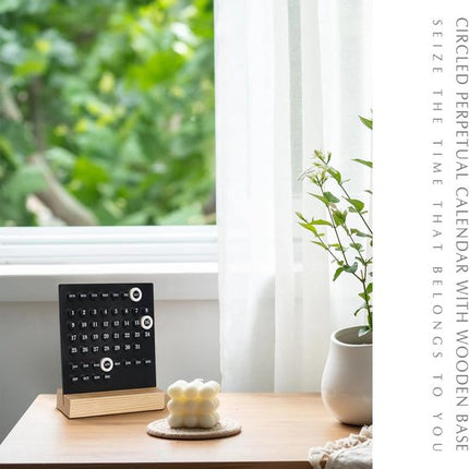 Perpetual calendar - Wooden desk calendar stand - Acrylic desk calendar - Suitable for living room, office, shop, bar - Display of week, month and day (black).