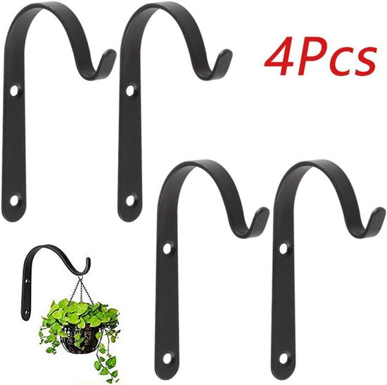 Hanging hooks - Set of 4 - Wall mounting - Suitable for bird feeders - Black - Suitable for indoor and outdoor use.
