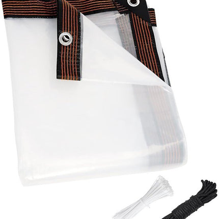 Transparent tarpaulin with eyelets, transparent tarpaulin for outdoor use, waterproof film, woven tarpaulin, canvas, awning, durable, weatherproof, multifunctional tarpaulin 2 x 5m.