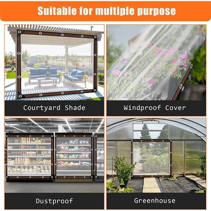 Transparent tarpaulin with eyelets, transparent tarpaulin for outdoor use, waterproof film, woven tarpaulin, canvas, awning, durable, weatherproof, multifunctional tarpaulin 3 x 3m.