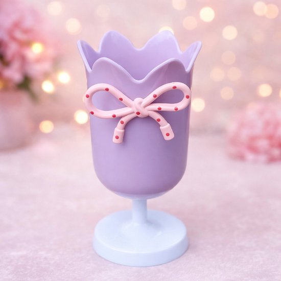 Tulip-shaped pen holder - pen rack - creative desk decoration - refined (Purple).