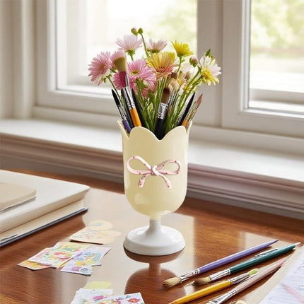 Tulip-shaped pen holder - pen rack - creative desk decoration - refined (Pink).