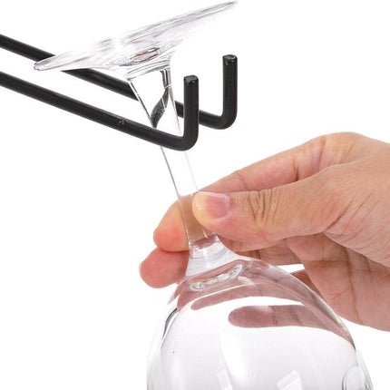 Hanging Wine Glass Rack - Set of Six - Inverted Wine Glass Holder - Organizer and Storage Rack for Mugs and Glassware - For Kitchen and Home Use.