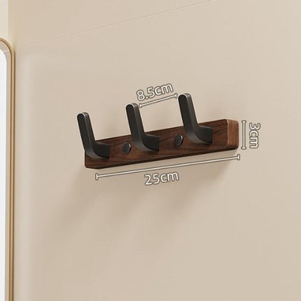 Coat rack - Wall coat rack - Coat rack with hooks - Storage rack - 25 × 3 cm - Wooden coat rack - Walnut - 3 hooks - Walnut wood color.