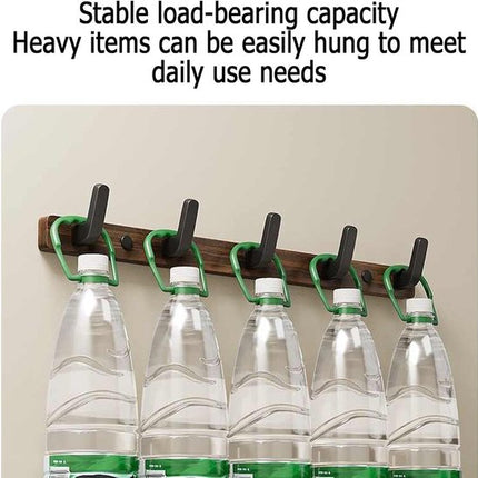 Coat rack - Wall coat rack - Coat rack with hooks - Storage rack - 45 × 3 cm - Wooden coat rack - Walnut - 5 hooks - Walnut wood color.