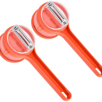 Vegetable Peeler - Fruit and Vegetable Peeler - with Storage Box - Safe and Efficient - Double-Sided Sharp Stainless Steel Blades - Easy to Clean - Process Fruits and Vegetables Easily and Conveniently - Set of 2 (Orange).