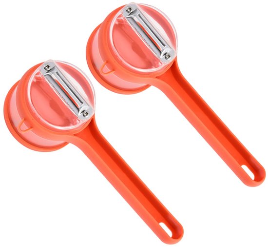 Vegetable Peeler - Fruit and Vegetable Peeler - with Storage Box - Safe and Efficient - Double-Sided Sharp Stainless Steel Blades - Easy to Clean - Process Fruits and Vegetables Easily and Conveniently - Set of 2 (Orange).