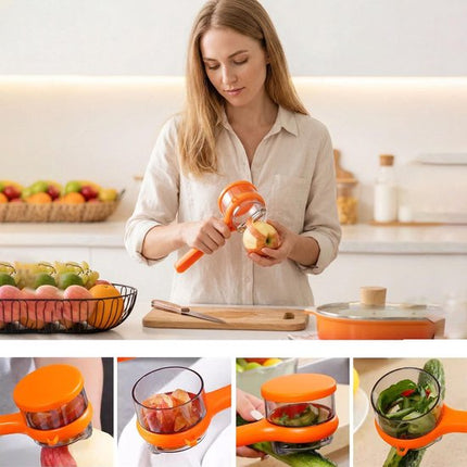 Vegetable Peeler - Fruit and Vegetable Peeler - with Storage Box - Safe and Efficient - Double-Sided Sharp Stainless Steel Blades - Easy to Clean - Process Fruits and Vegetables Easily and Conveniently - Set of 2 (Orange).