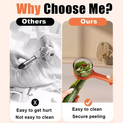 Vegetable Peeler - Fruit and Vegetable Peeler - with Storage Box - Safe and Efficient - Double-Sided Sharp Stainless Steel Blades - Easy to Clean - Process Fruits and Vegetables Easily and Conveniently - Set of 2 (Orange).