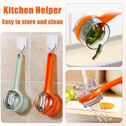 Vegetable Peeler - Fruit and Vegetable Peeler - with Storage Box - Safe and Efficient - Double-Sided Sharp Stainless Steel Blades - Easy to Clean - Process Fruits and Vegetables Easily and Conveniently - Set of 2 (Orange).