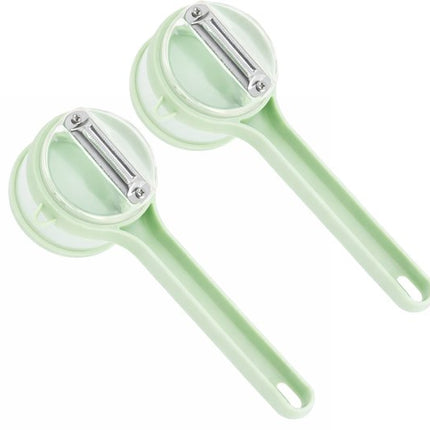 Vegetable Peeler - Fruit and Vegetable Peeler - with Storage Box - Safe and Efficient - Double-Sided Sharp Stainless Steel Blades - Easy to Clean - Process Fruits and Vegetables Easily and Conveniently - Set of 2 (Green).