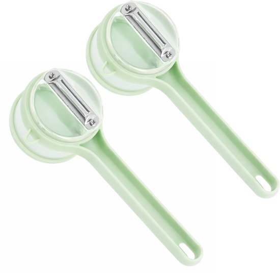 Vegetable Peeler - Fruit and Vegetable Peeler - with Storage Box - Safe and Efficient - Double-Sided Sharp Stainless Steel Blades - Easy to Clean - Process Fruits and Vegetables Easily and Conveniently - Set of 2 (Green).