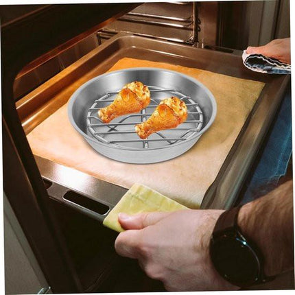 Baking tray for air fryer - Air fryer baking pan - Air fryer accessories - Baking tray with rack - Made of 304 stainless steel - 12 cm.