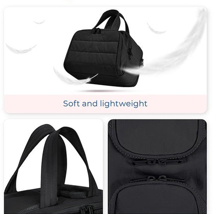 Multi-Zip Makeup Bag - Toiletry Bag - Spacious Storage, Organized Layered Design with Carry Handle - Ideal for Travel & Daily Use（Black）.