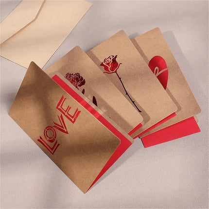 Set of 6 Valentine's Day Envelopes - Valentine's Day and Mother's Day Cards - Hollowed Heart Flowers - Birthday Party Supplies - Wedding Invitations.