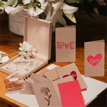 Set of 6 Valentine's Day Envelopes - Valentine's Day and Mother's Day Cards - Hollowed Heart Flowers - Birthday Party Supplies - Wedding Invitations.