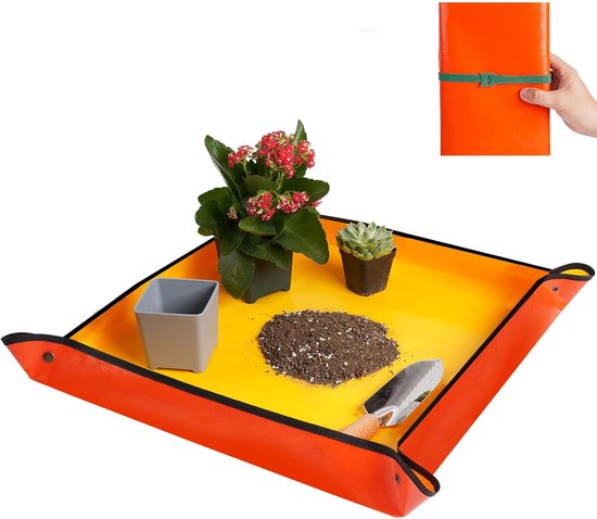 Houseplant Transplant Mat – Foldable and Portable Transplanting Mat to Prevent Soil Spills – Ideal for Succulents – Garden Gift for Plant Lovers (27" x 27").