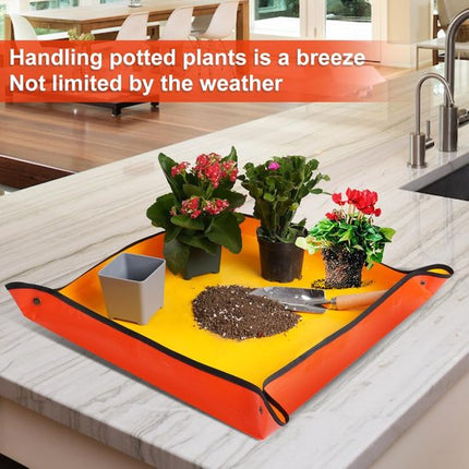 Houseplant Transplant Mat – Foldable and Portable Transplanting Mat to Prevent Soil Spills – Ideal for Succulents – Garden Gift for Plant Lovers (27" x 27").