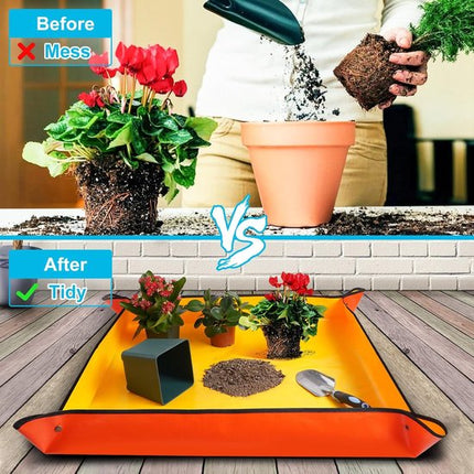 Houseplant Transplant Mat – Foldable and Portable Transplanting Mat to Prevent Soil Spills – Ideal for Succulents – Garden Gift for Plant Lovers (27" x 27").