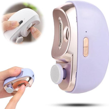 3-in-1 Electric Nail Clipper with LED Polishing Function – Safe Nail Cutting and Care for Seniors and Adults（Purple）.
