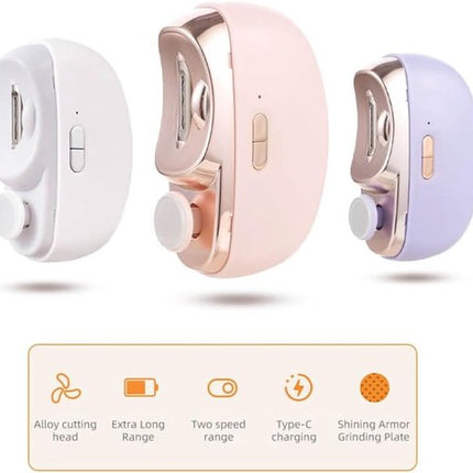 3-in-1 Electric Nail Clipper with LED Polishing Function – Safe Nail Cutting and Care for Seniors and Adults（Purple）.