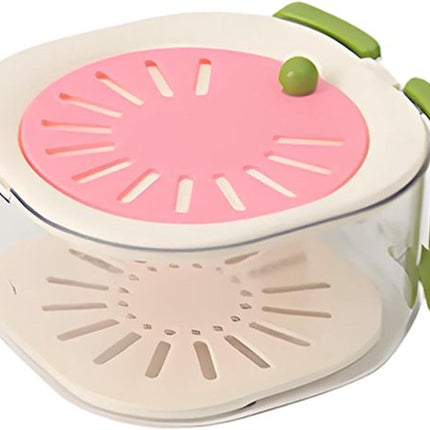 Multifunctional Fruit Washing Basket with Colander and Lid - 2-in-1 Drain Basket & Fruit Colander - Suitable for Kitchen, Refrigerator, Picnic and Camping - Pink.