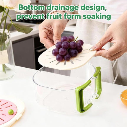 Multifunctional Fruit Washing Basket with Colander and Lid - 2-in-1 Drain Basket & Fruit Colander - Suitable for Kitchen, Refrigerator, Picnic and Camping - Pink.