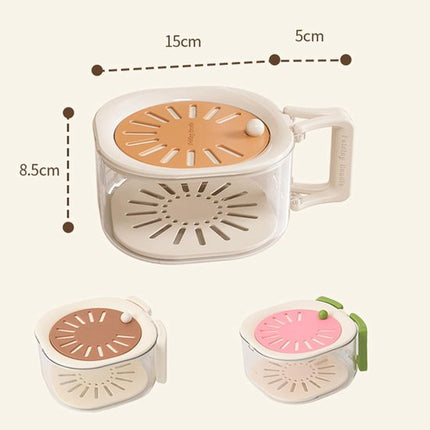 Multifunctional Fruit Washing Basket with Colander and Lid - 2-in-1 Drain Basket & Fruit Colander - Suitable for Kitchen, Refrigerator, Picnic and Camping - Pink.