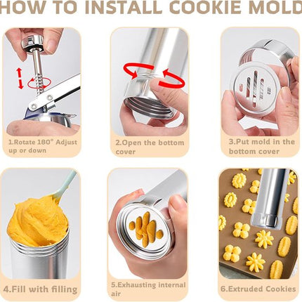 Cookie Press Set - With 20 Molding Plates & 4 Nozzles - For Making Cookies in Different Shapes.