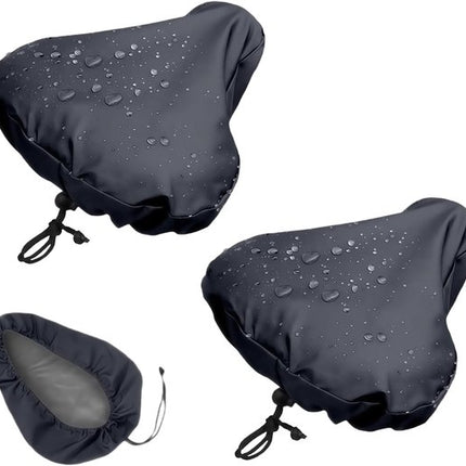 2-Piece Waterproof Bicycle Saddle Cover Set - Black - Rain Cover for Bicycle Saddle - Sun and Dust Resistant - With Drawstring - Unisex - Suitable for MTB, Road Bike & E-Bike.