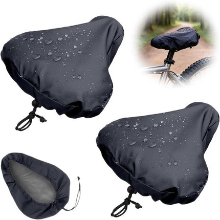 2-Piece Waterproof Bicycle Saddle Cover Set - Black - Rain Cover for Bicycle Saddle - Sun and Dust Resistant - With Drawstring - Unisex - Suitable for MTB, Road Bike & E-Bike.