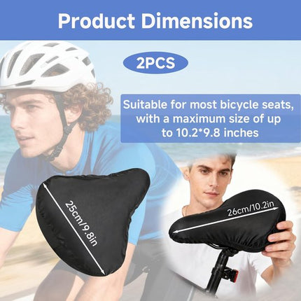 2-Piece Waterproof Bicycle Saddle Cover Set - Black - Rain Cover for Bicycle Saddle - Sun and Dust Resistant - With Drawstring - Unisex - Suitable for MTB, Road Bike & E-Bike.
