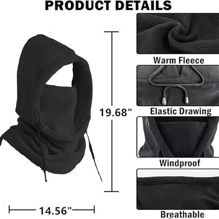 Windproof Hat – Warm Fleece Ski Mask & Winter Mask – Face & Neck Protector for Cold Weather – Suitable for Motorcycling, Cycling & Outdoors – Unisex（Gray）.