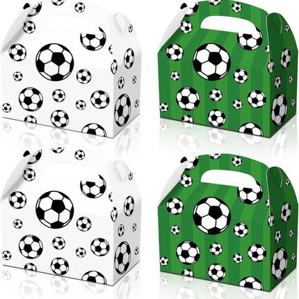 Football Treat Boxes - 24 Pieces - Party Supplies - Football Baby Shower Gift Goody Snack Candy Boxes | for football-themed birthday party decorations, football parties, children's birthday decorations (Green + White - 16*16*9cm).