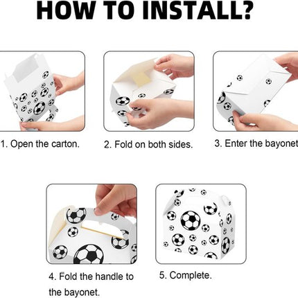 Football Treat Boxes - 24 Pieces - Party Supplies - Football Baby Shower Gift Goody Snack Candy Boxes | for football-themed birthday party decorations, football parties, children's birthday decorations (Green + White - 16*16*9cm).