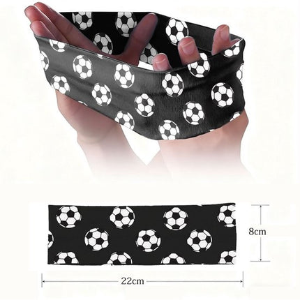 Football Themed Headband - Stretchy Printed Headband - Set of 6 - Sporty, Sweat-Wicking & Breathable - Wide-Brim Hair Accessory.