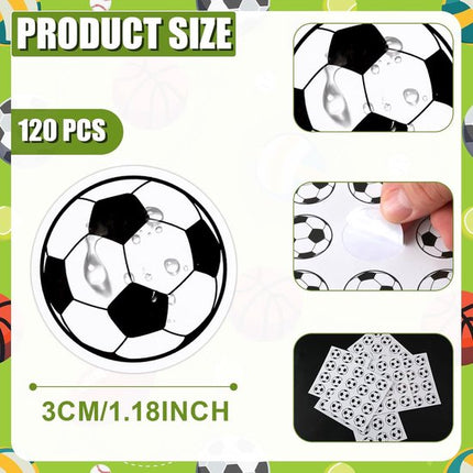 Football Stickers - Waterproof Vinyl Stickers - Suitable for laptops, water bottles, notebooks and mobile phones - Ideal gift for football players, teams and fans - Sports Stickers - 10 sheets, 120 pieces.