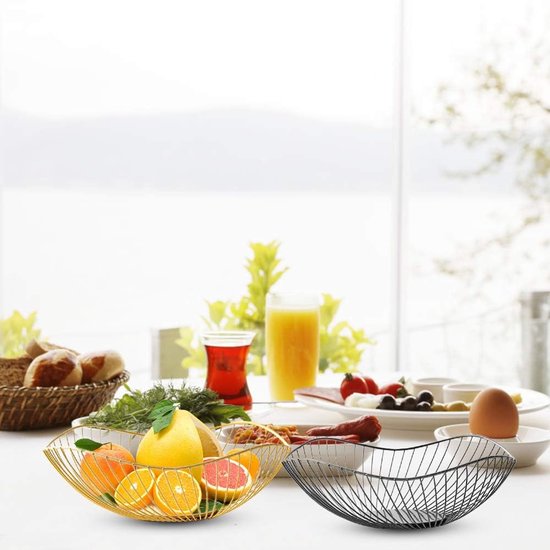 Fruit basket - fruit bowl - metal fruit bowl - 1 fruit basket - fruit basket - wire fruit basket - suitable for fruit, vegetables, groceries and decoration (black).