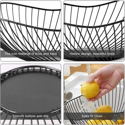 Fruit basket - fruit bowl - metal fruit bowl - 1 fruit basket - fruit basket - wire fruit basket - suitable for fruit, vegetables, groceries and decoration (black).