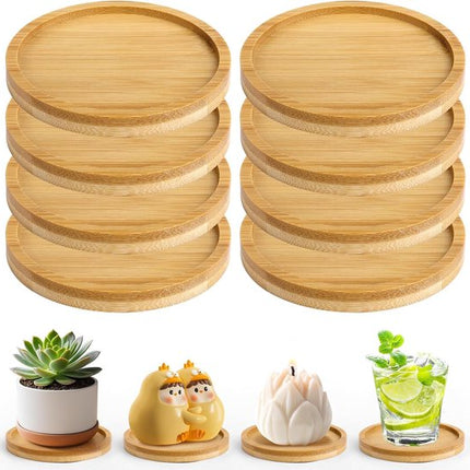 Coasters - Set of 8 - Round coasters - Wooden coasters - Suitable for water glasses, ornaments, candles, potted plants, etc..