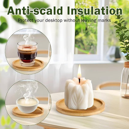 Coasters - Set of 8 - Round coasters - Wooden coasters - Suitable for water glasses, ornaments, candles, potted plants, etc..